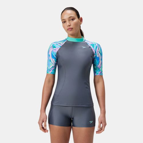 Short de baño Speedo gris de cintura media para mujer