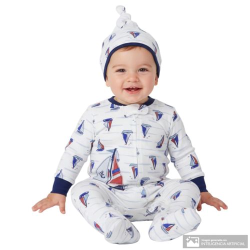 Pijama con gorro multicolor estampada para bebé niño