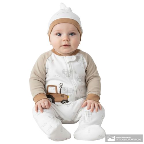 Pijama con gorro estampada para bebé niño