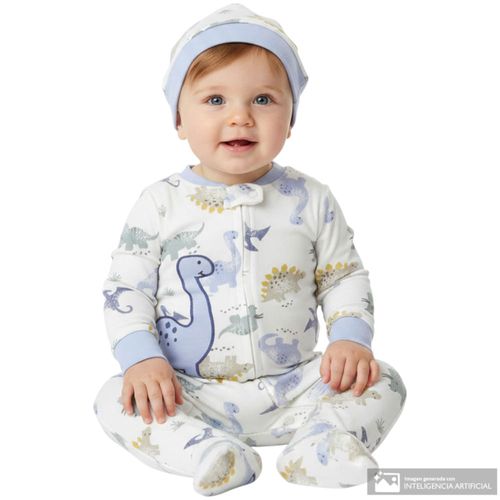 Pijama con gorro multicolor estampado para bebé niño