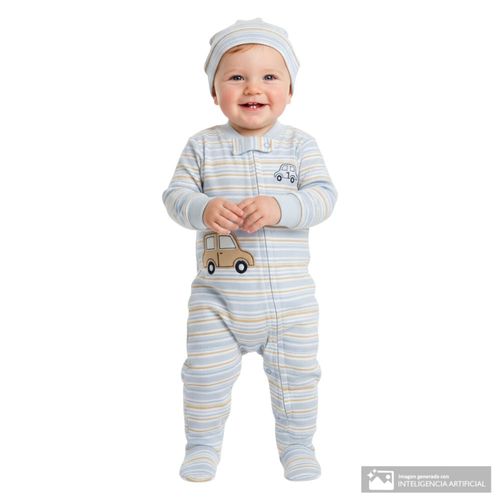 Pijama con gorro multicolor estampada para bebé niño