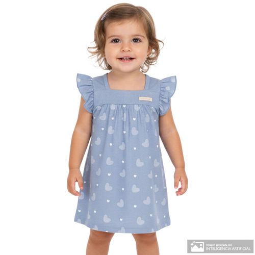 Vestido azul estampado para bebé niña