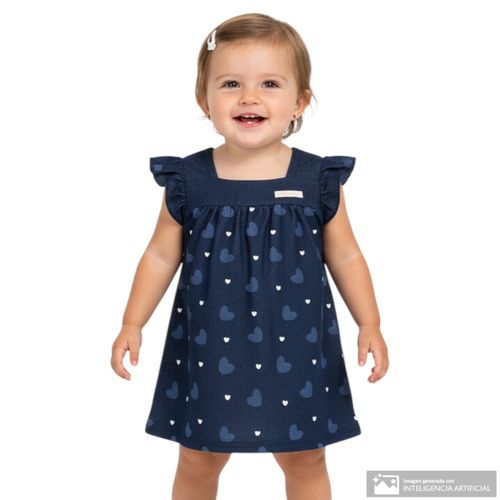 Vestido azul estampado para bebé niña