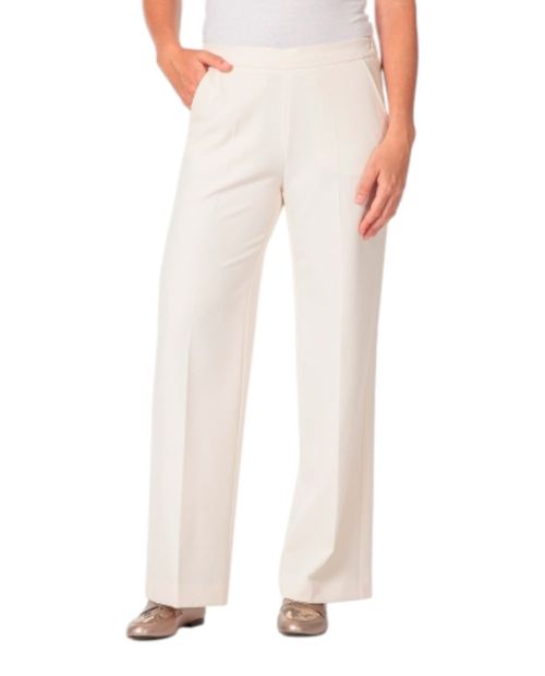 Pantalón Punt Roma palazzo blanco de cintura alta para mujer