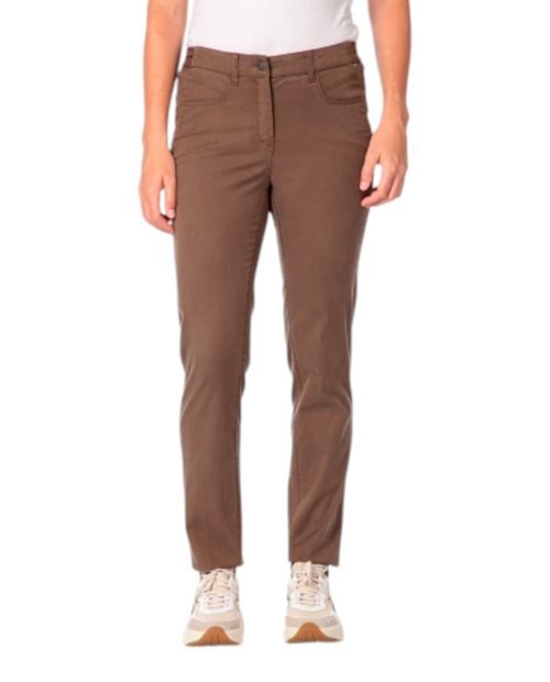 Pantalón Punt Roma 5 pocket café cintura media para mujer