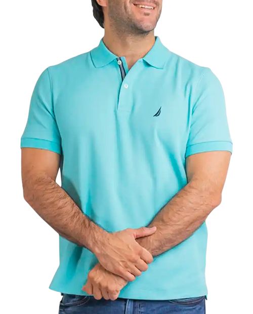 Camisa polo Nautica classic fit turquesa sólido para hombre