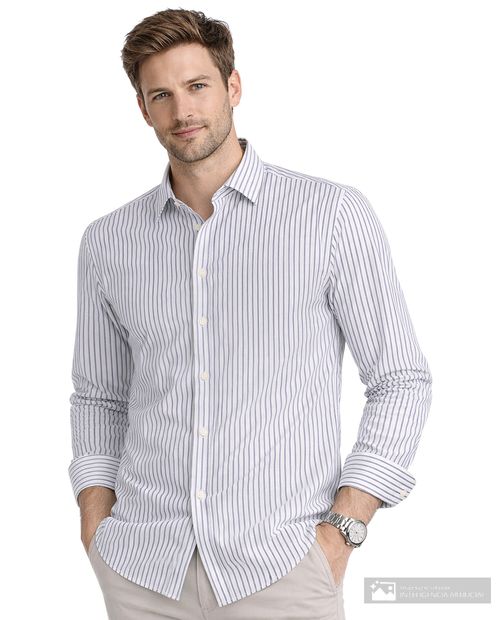 Camisa casual Carven gris rayada para hombre