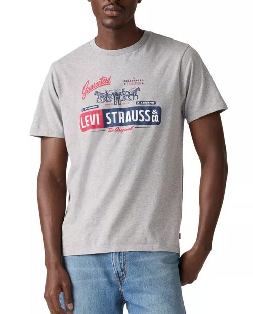 Camiseta Levi's relaxed fit gris estampada para hombre