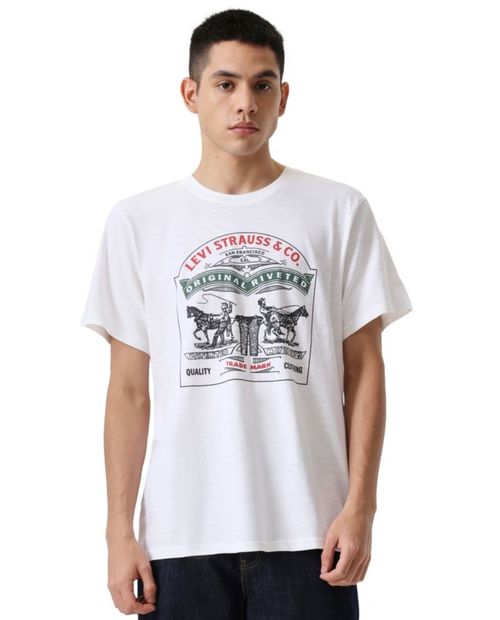 Camiseta Levi's relaxed fit blanca estampada para hombre