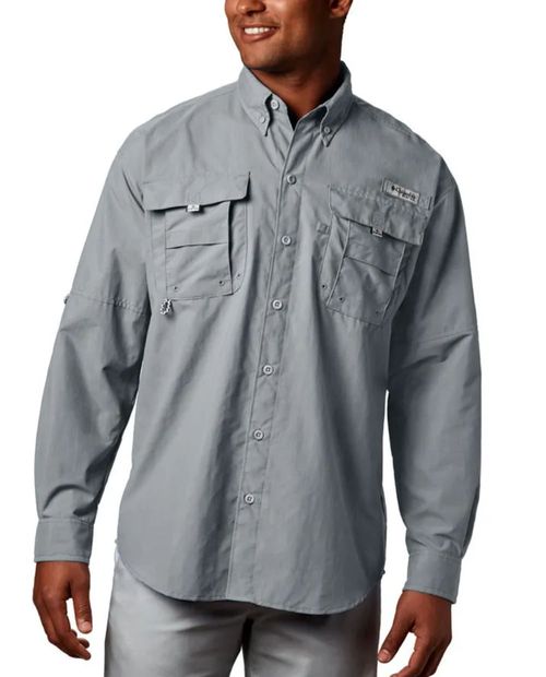 Camisa Columbia PFG Bahama II gris sólida para hombre
