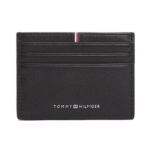 Tarjetero Tommy Hilfiger negro con textura para hombre