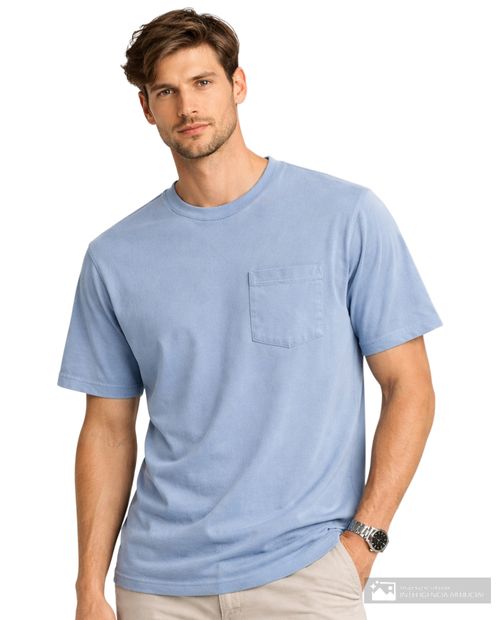 Camiseta Orange boxy fit celeste lavada para hombre