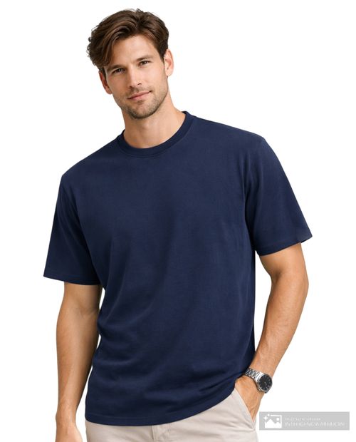 Camiseta Orange relaxed fit azul navy sólida para hombre