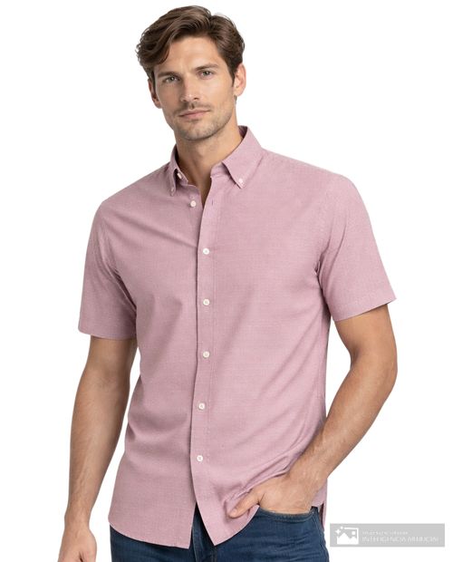 Camisa casual Carven roja con puntos texturizados para hombre
