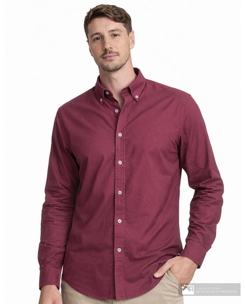 Camisa casual Carven color vino heather para hombre