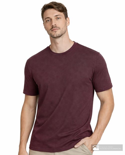 Camiseta Carven color vino con cuadros texturizados para hombre
