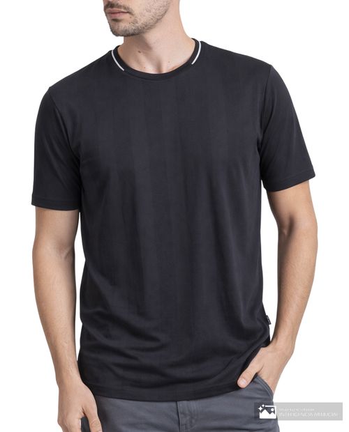 Camiseta Carven negra con rayas texturizadas para hombre