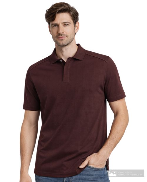 Camisa polo Carven color vino texturizada para hombre