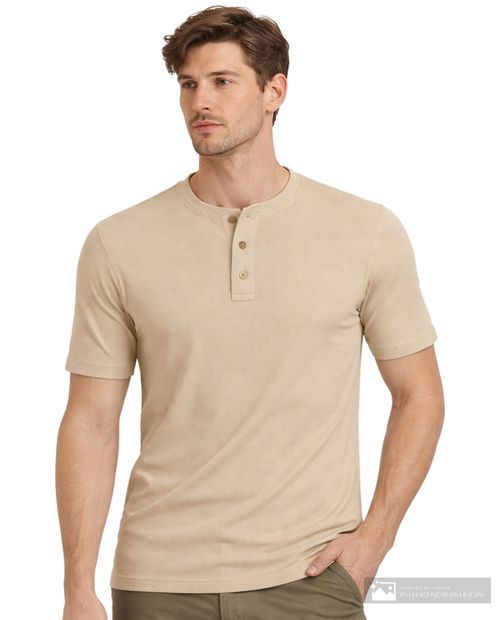 Camiseta henley Carven beige acanalada para hombre
