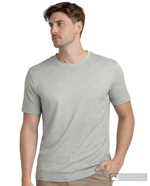 Camiseta Carven verde olivo con cuadros texturizados para hombre