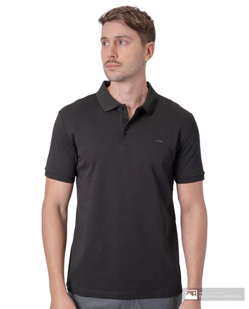 Camisa polo Carven negra heather para hombre