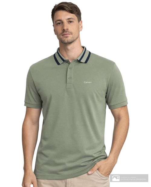 Camisa polo Carven verde olivo heather para hombre