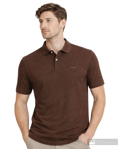 Camisa polo Carven café heather para hombre