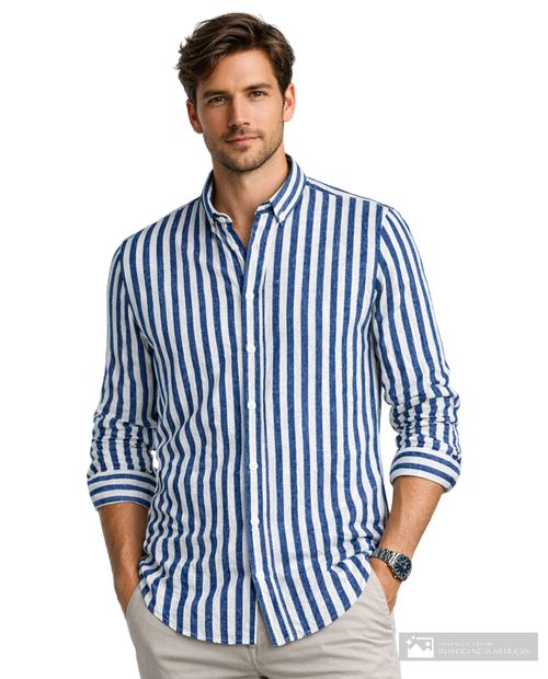 Camisa casual Orange azul rayada para hombre