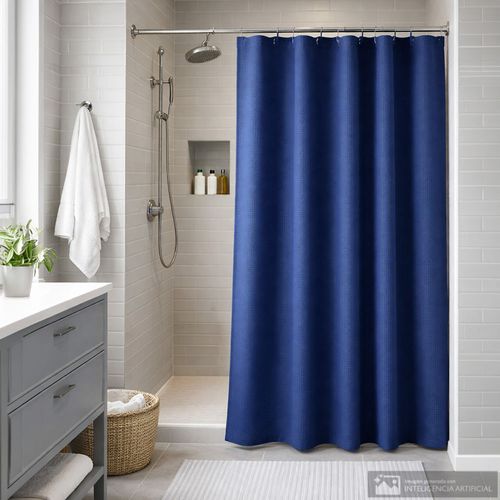 Cortina de poliéster para baño con textura + liner