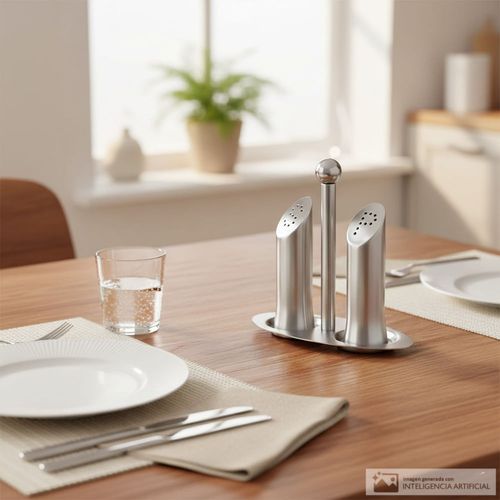 Set salero y pimentero de acero inoxidable 13x12 cm