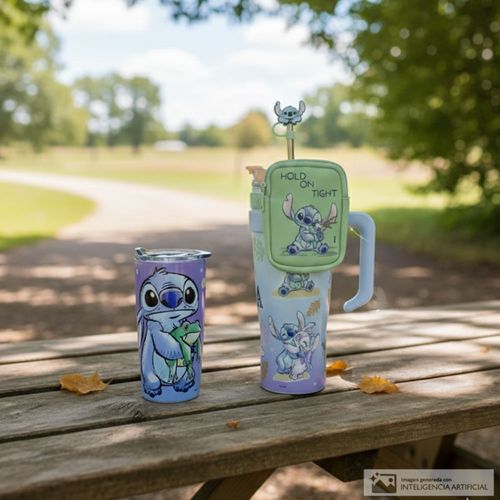 Set de 2 termos Disney Stitch de acero inoxidable con accesorios