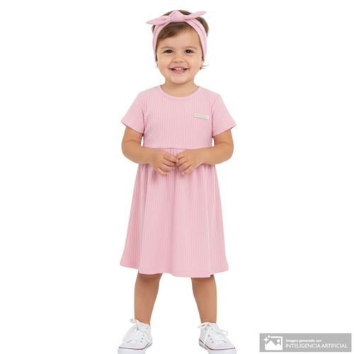 Vestido rosado acanalado para bebé niña