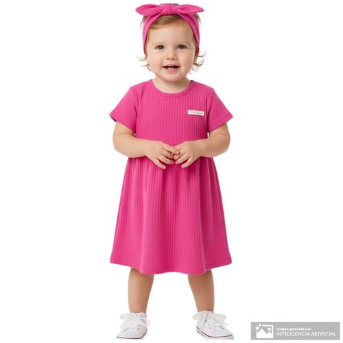 Vestido rosado acanalado para bebé niña