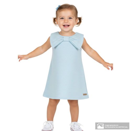 Vestido celeste con textura para bebé niña