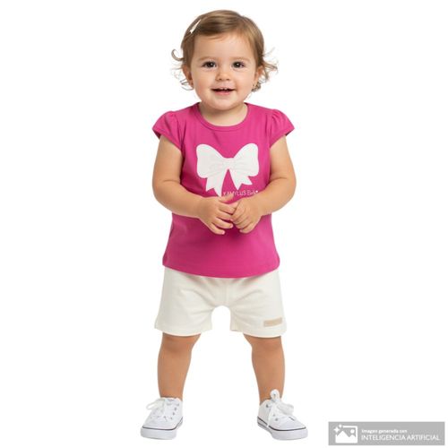 Conjunto bicolor bordado para bebé niña