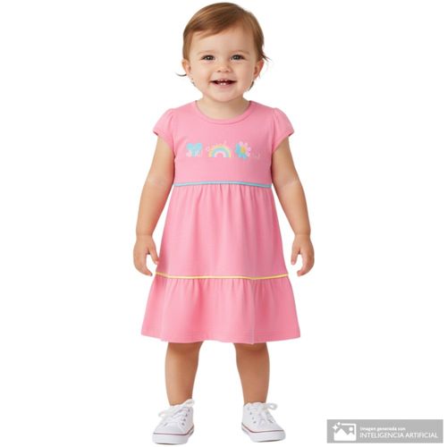 Vestido rosado estampado para bebé niña
