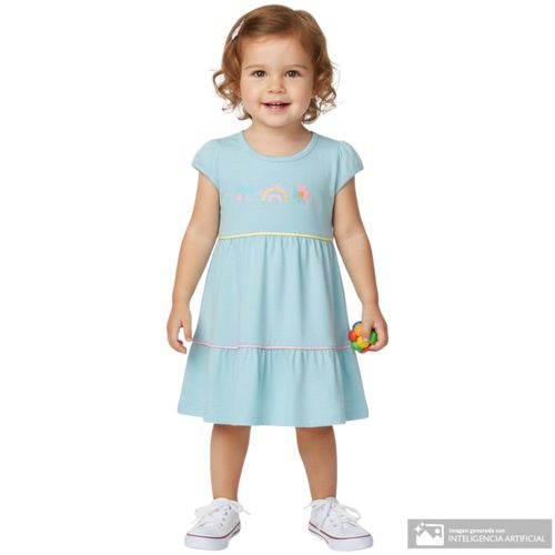 Vestido celeste estampado para bebé niña