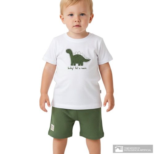 Conjunto bicolor bordado para bebé niño