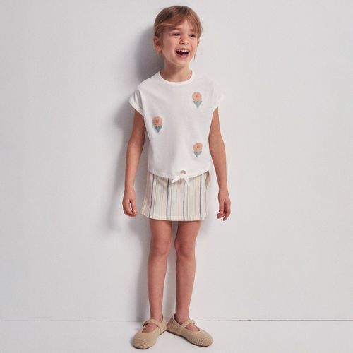 Camiseta blanca bordada para bebé niña