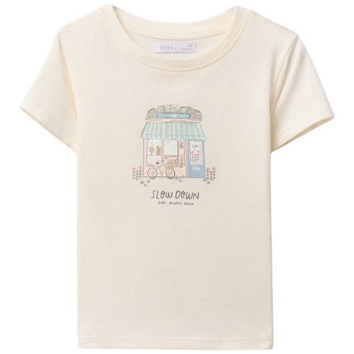 Camiseta beige estampada para niña