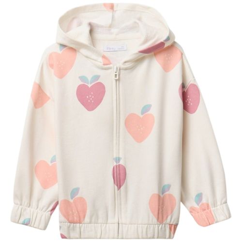 Sudadera blanca estampada con capucha para niña