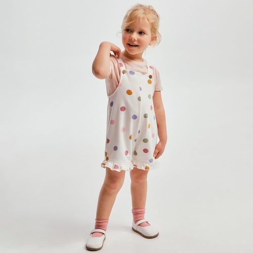 Overol blanco multicolor estampado para bebé niña