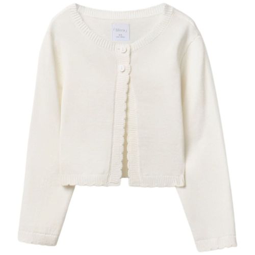 Chaqueta blanca tejida con botones para niña
