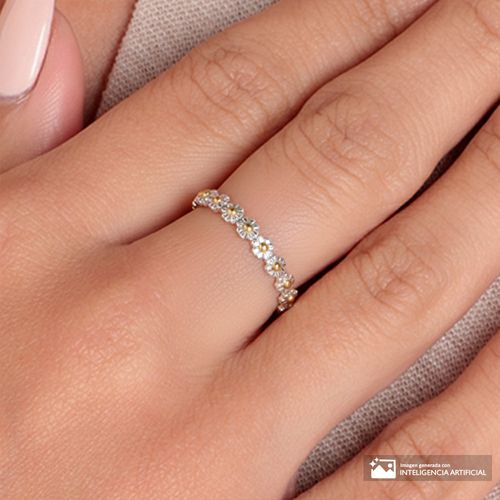 Anillo de margaritas de plata para mujer talla 7