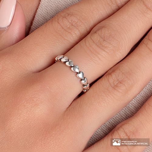Anillo de corazones de plata para mujer talla 7