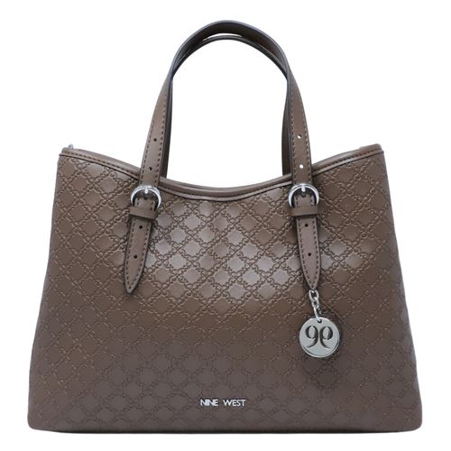 Cartera satchel Nine West Kieran color café para mujer