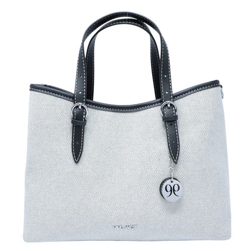 Cartera satchel Nine West Kieran color negro/blanco para mujer