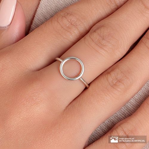 Anillo de circulo abierto de plata en baño de oro para mujer