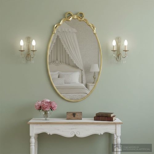 Espejo ovalado metalico con chonga 60x90cm