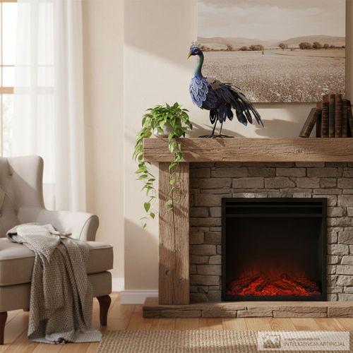 Decoracion pavo real azul 44x17x34 cm